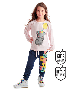Balonlu Koala Kız Çocuk Kışlık T-shirt Pantolon Takım - 1