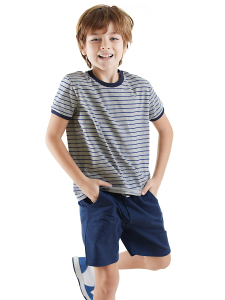 Basic Boy Striped T-shirt&Shorts Set - Denokids
