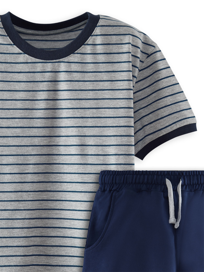 Basic Boy Striped T-shirt&Shorts Set - 5