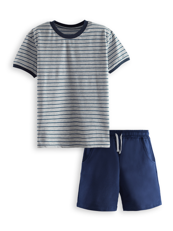 Basic Boy Striped T-shirt&Shorts Set - 3