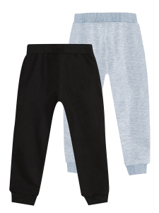 Unisex Çocuk Kışlık Basic Pamuklu Siyah-Gri Beli Lastikli 2'li Paket Eşofman Altı 5-10 Yaş - 2