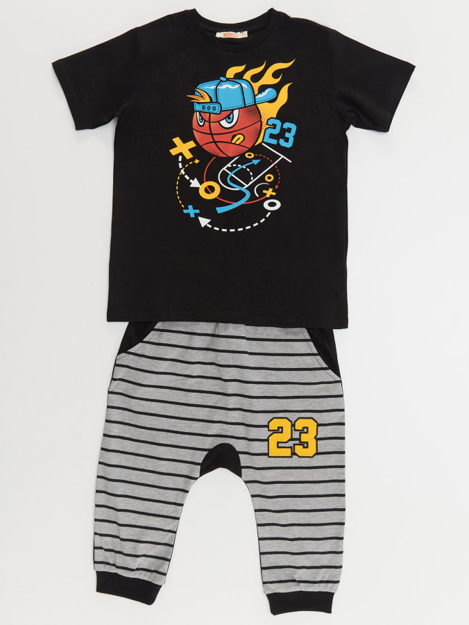 Basket Topu Erkek Çocuk T-shirt Kapri Şort Takım - 4