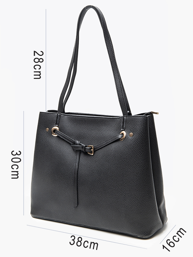 Baskılı Vegan Deri Büyük Omuz Çantası - 7