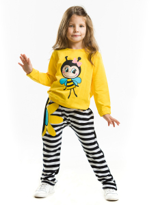 Bee Happy Girl Velvet Tracksuit - Denokids