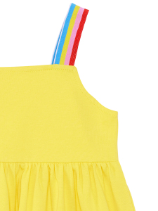 Arı Kız Çocuk Askılı Fırfırlı Sarı Kız Yazlık Elbise - 6