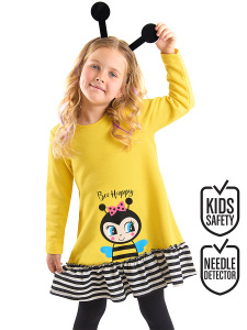 Bee Yellow Girl Dress - Denokids