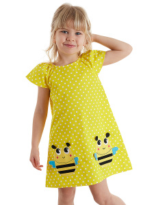 Bees Yellow Girl Dress - Denokids