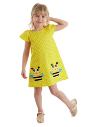 Bees Yellow Girl Dress - Thumbnail