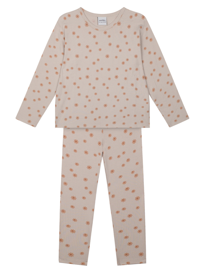 Bej Bambu Kumaş Kız Çocuk Pijama Takımı - 1