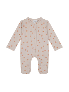 Bej Bambu Kumaş Uzun Kollu Kız Bebek Patikli Tulum - Antebies