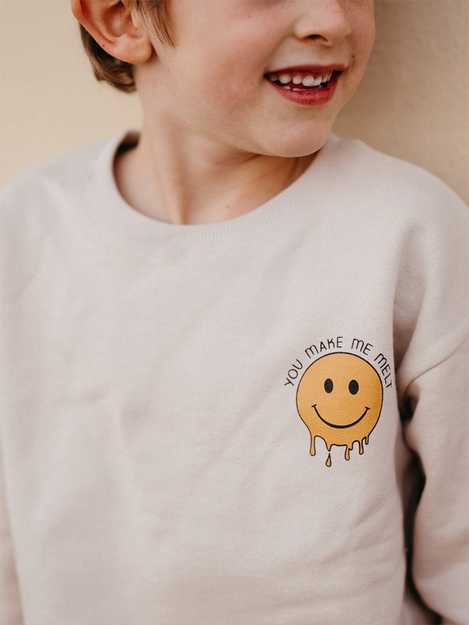 Bej Sarı Uzun Kollu Erkek Çocuk Sweatshirt - 3