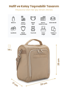 Bej SnapPack Çok Fonksiyonlu Çapraz Anne Çantası - 2