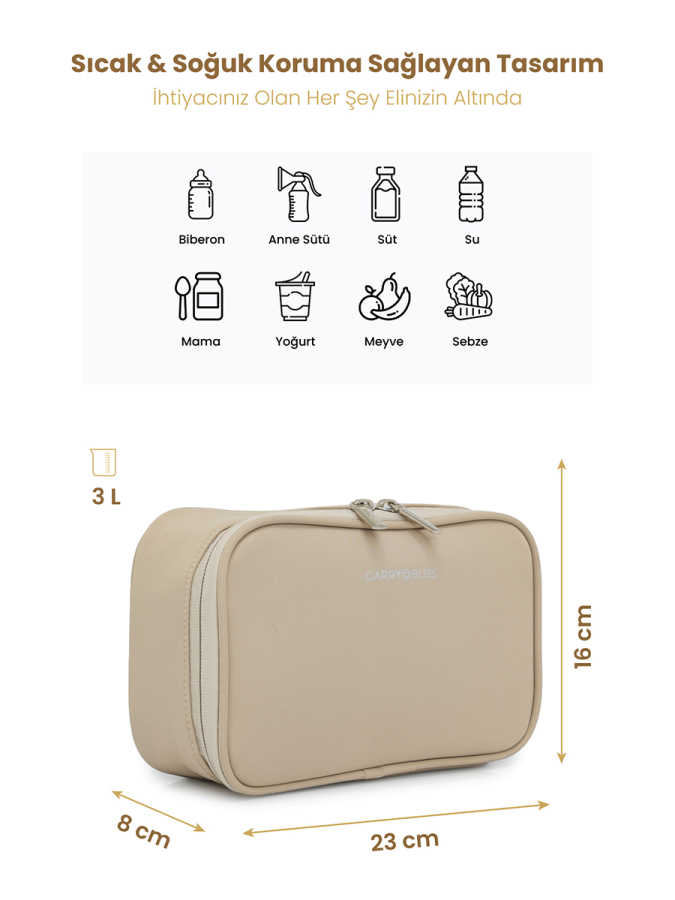 Bej ThermaPouch Organizer Mama-Atıştırma Çantası - 2