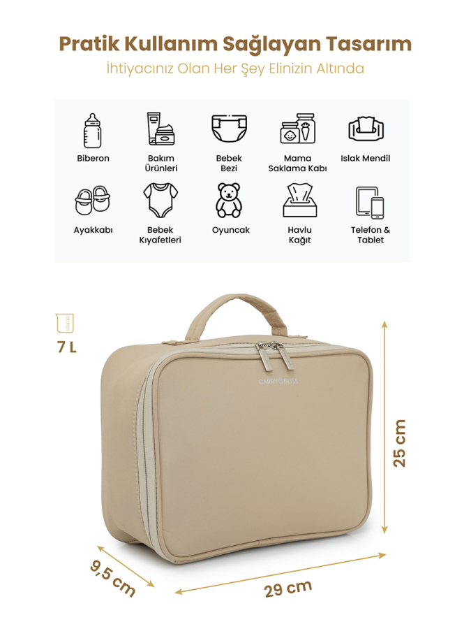 Bej TidyPack Bebek Kıyafet-Bez Düzenleme Çantası - 2