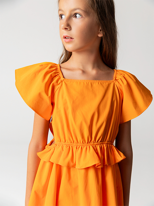 Beli Açık Yarım Kollu Pamuklu Kız Çocuk Elbise - 1