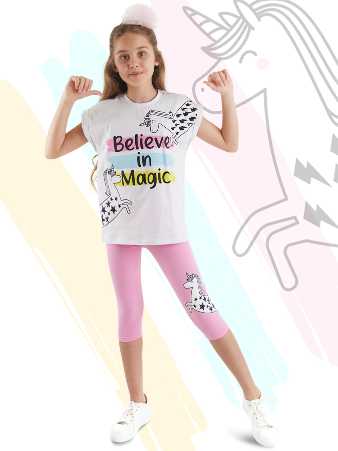 Believe in Magic Kız Çocuk Yazlık T-Shirt Tayt Takım - 1