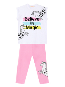 Believe in Magic Kız Çocuk Yazlık T-Shirt Tayt Takım - 3