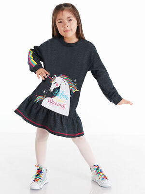 Believe Unicorn Navy Blue Dress - 1