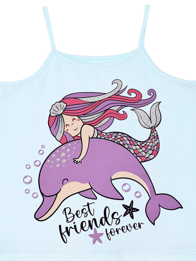 Best Friends Kız Çocuk Askılı Yazlık Tunik T-shirt Tayt Takım - 9