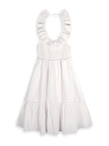 Kız Çocuk Beyaz Elbise Uzun Boy Fırfırlı Yazlık 4-10 Yaş - 4