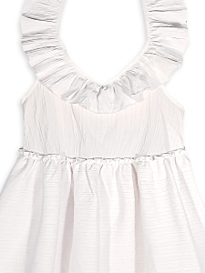 Kız Çocuk Beyaz Elbise Uzun Boy Fırfırlı Yazlık 4-10 Yaş - 6