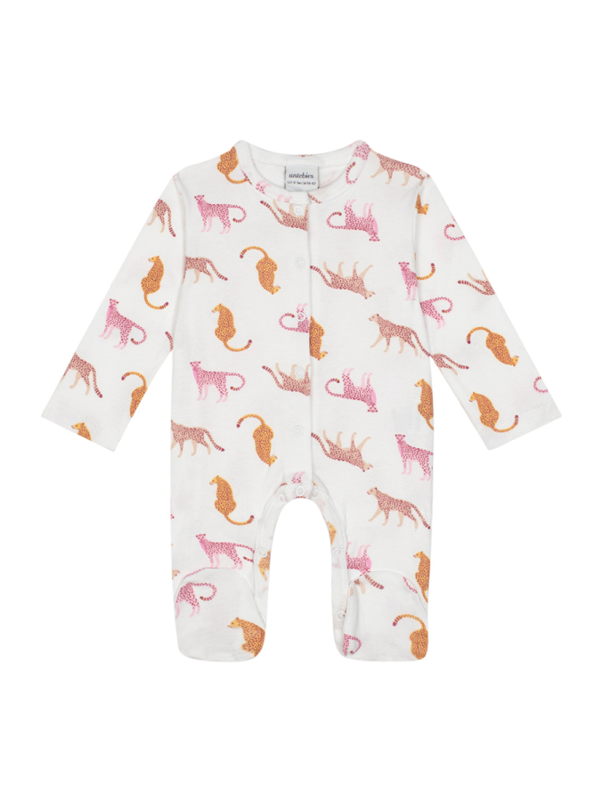 Beyaz Pembe Uzun Kollu Kız Bebek Patikli Tulum - 1