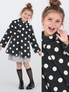 Kız Çocuk Kışlık Puantiyeli Füme Uzun Kollu Mont 2-7 Yaş - Denokids