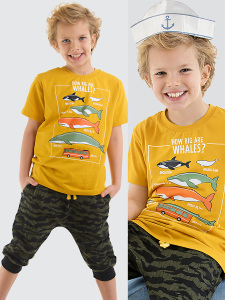 Big Whales Erkek Çocuk Yazlık T-shirt Kapri Takım - MSHB&G