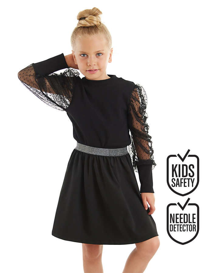 Black Tulle Girl Blouse&Skirt Set - 1