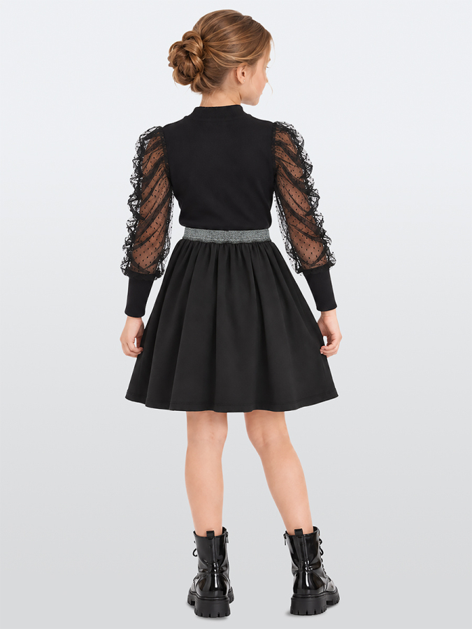 Black Tulle Girl Blouse&Skirt Set - 2