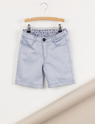 Blue Denim Look Flat-Front Boy Shorts - Thumbnail