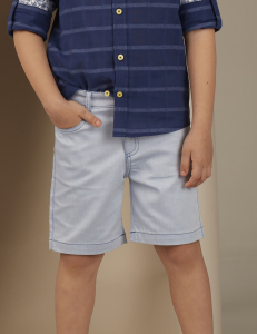 Blue Denim Look Flat-Front Boy Shorts - Ollie&Olla