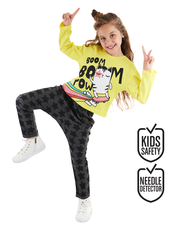 Boom Boom Cat Kız Çocuk T-shirt Pantolon Takım - 1