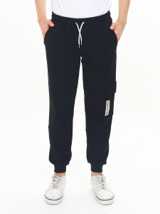 Boy Black Cargo Pocket Sweat-Pants - 1