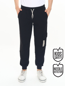 Boy Black Cargo Pocket Sweat-Pants - 1