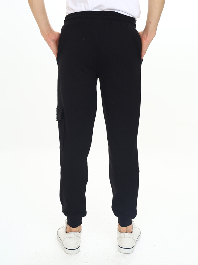 Boy Black Cargo Pocket Sweat-Pants - 3