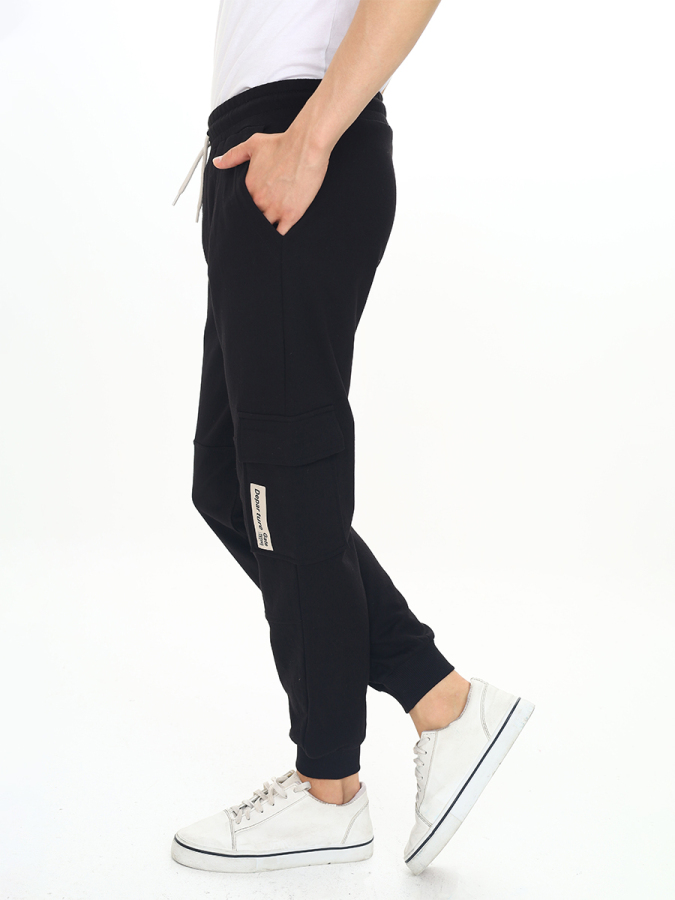 Boy Black Cargo Pocket Sweat-Pants - 2