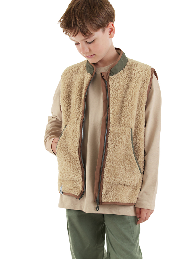 Boy Brown Plush Vest - 1