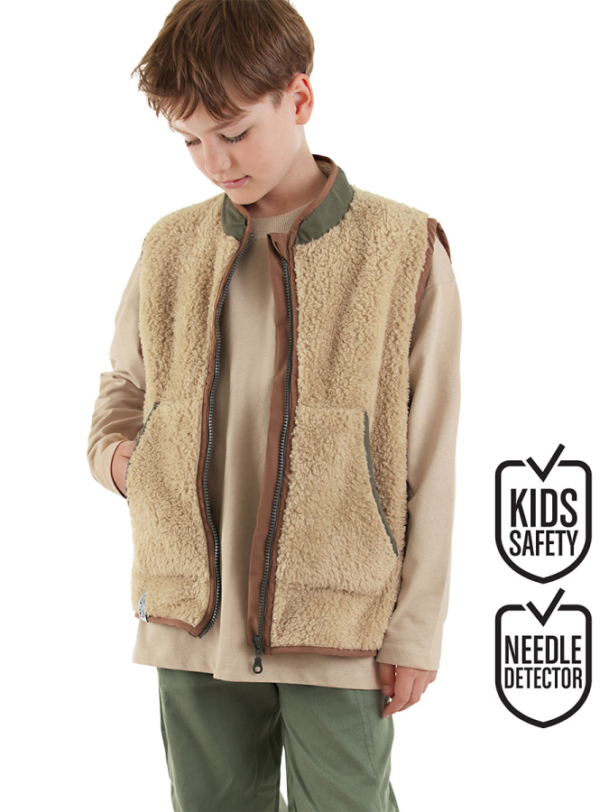 Boy Brown Plush Vest - 1