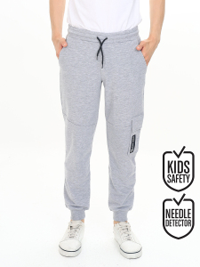 Boy Grey Melange Cargo Pocket Sweat-Pants - Denokids