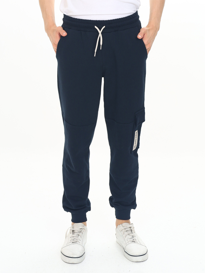 Boy Navy Blue Cargo Pocket Sweat-Pants - 1