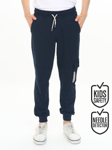 Boy Navy Blue Cargo Pocket Sweat-Pants - Denokids