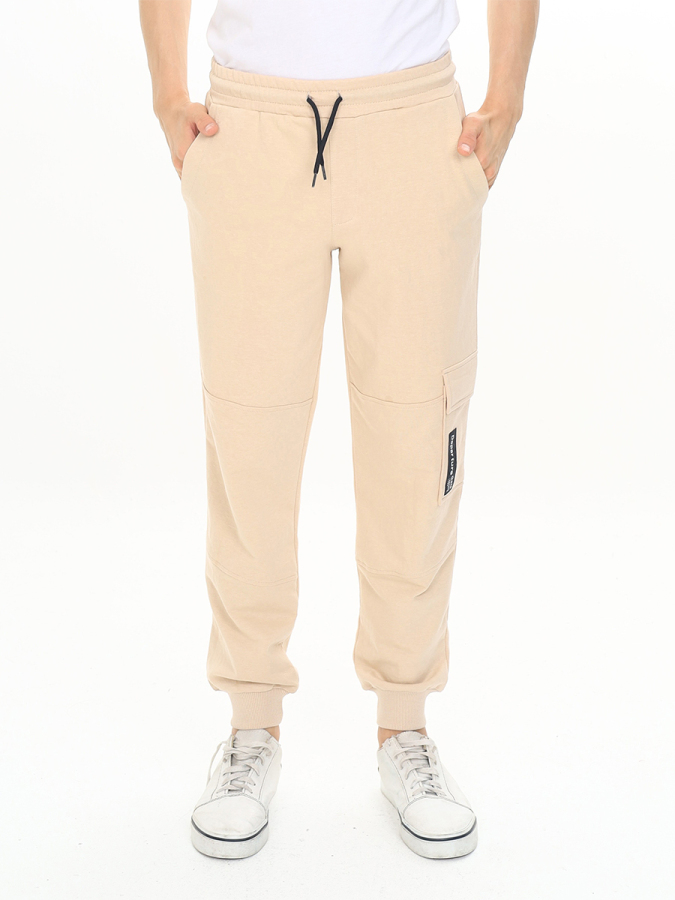 Boy Stone Beige Cargo Pocket Sweat-Pants - 1