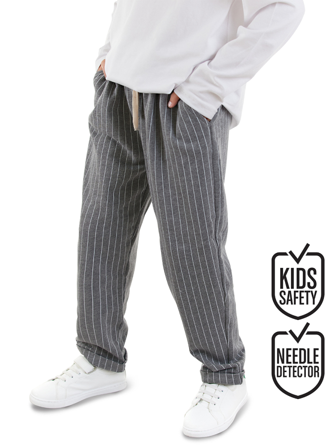 Boy Striped Grey Trousers - 1