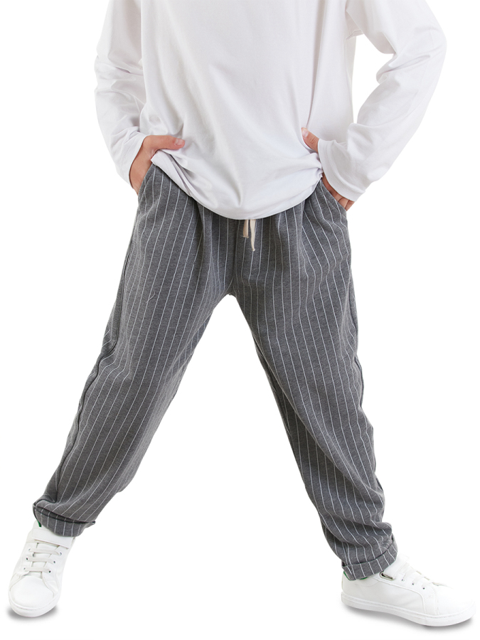 Boy Striped Grey Trousers - 2