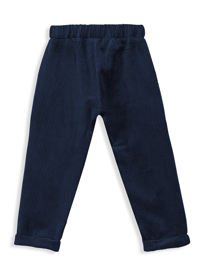 Boy Velvet Navy Blue Pants - 5