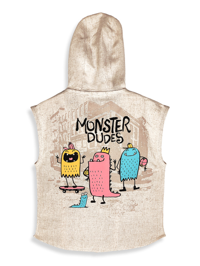Boys Hooded Vest Monster Printed - 5
