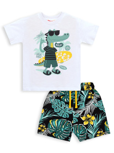 Boys Set Crocodile Printed T-shirt&Shorts - 5