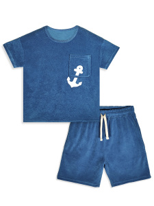 Boys’ Two-Piece Set Terry Cloth Navy Blue - 4