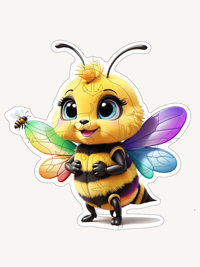 Bumble Bee, 14 Parça Ahşap Yapboz Bul Tak Puzzle - 2